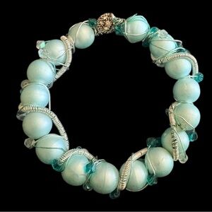 Handcrafted Turquoise Bead Wire-Wrapped Bracelet